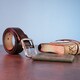 Мужской кожаный ремень с закругленной классической пряжкой Vintage 20230 Коричневый фото