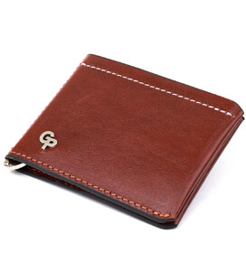 Мужской кожаный зажим для денег GRANDE PELLE 11361 Коричневый фото