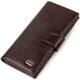 Интересное вертикальное мужское портмоне из натуральной фактурной кожи с тиснением CANPELLINI 21718 Коричневое фото
