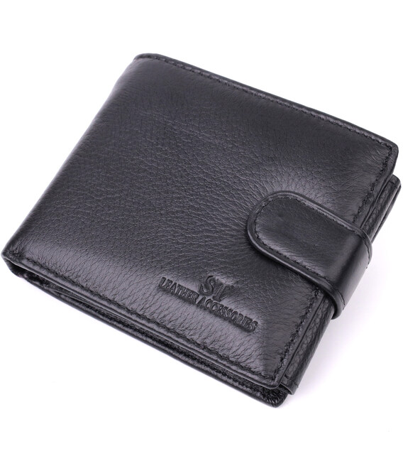 Якісний горизонтальний гаманець із натуральної шкіри ST Leather 22455 Чорний