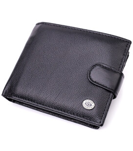 Мужской горизонтальный бумажник из натуральной кожи ST Leather 22466 Черный фото