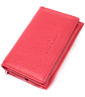 Кожаный удобный женский кошелек в три сложения ST Leather 22490 Красный фото