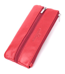 Яркая кожаная ключница на молнии ST Leather 22557 Красный фото
