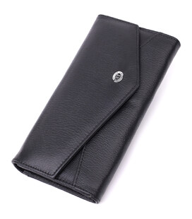 Шкіряний жіночий гаманець з геометричним клапаном ST Leather 22546 Чорний