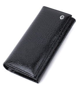 Жіночий гаманець із натуральної лакованої шкіри ST Leather 22679 Чорний