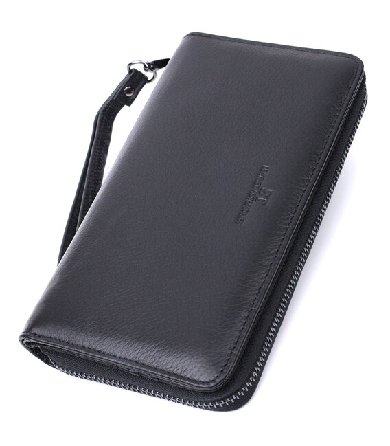 Чоловічий клатч із блоком для карт з натуральної шкіри ST Leather 22694 Чорний