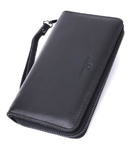 Чоловічий клатч із блоком для карт з натуральної шкіри ST Leather 22694 Чорний