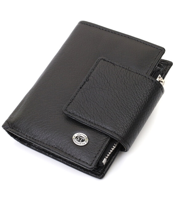 Вертикальний гаманець для жінок із натуральної шкіри ST Leather 22703 Чорний