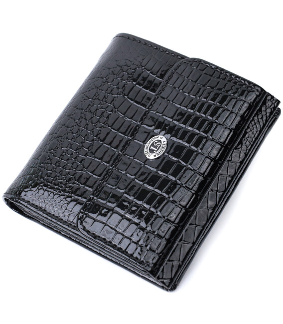 Женский фактурный кошелек из натуральной кожи ST Leather 22706 Черный фото