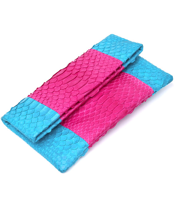 Яскравий жіночий клатч Snake Leather sale_14993 Рожевий