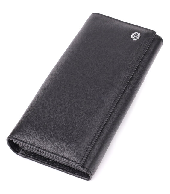 Солідний жіночий гаманець із натуральної шкіри ST Leather 23088 Чорний