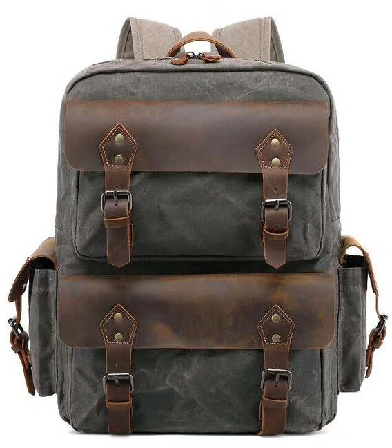 Туристичний рюкзак canvas Vintage 20107 Болотний