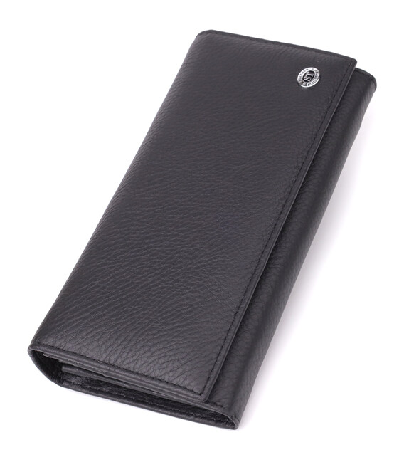 Вместительный кошелек для женщин из натуральной кожи ST Leather 23097 Черный фото