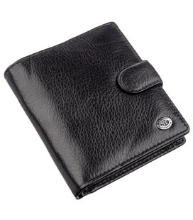 Невеликий шкіряний гаманець для чоловіків ST Leather 18832 Чорний