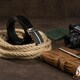Ремень мужской с черными вставками на пряжке Vintage 20304 Черный фото