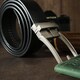 Ремень мужской со стильной пряжкой Vintage 20268 Черный фото