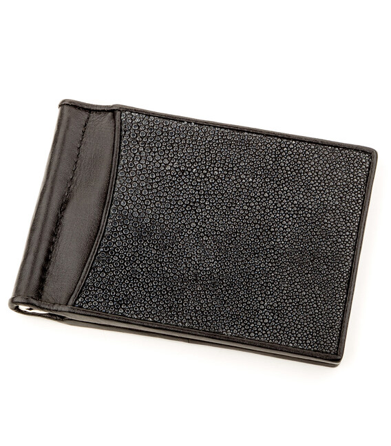 Зажим для денег STINGRAY LEATHER 18293 из натуральной кожи морского ската Черный фото