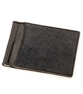 Зажим для денег STINGRAY LEATHER 18293 из натуральной кожи морского ската Черный фото