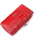 Яркое женское портмоне из лакированной фактурной кожи KARYA 21428 Красный