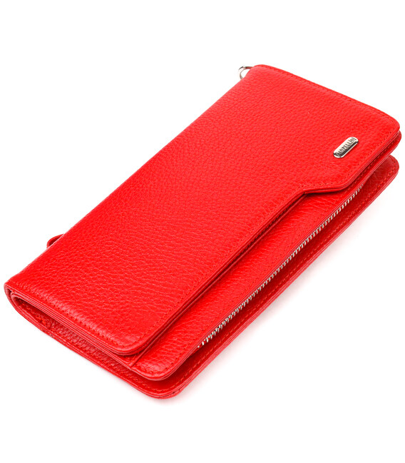 Містке жіноче портмоне клатч з натуральної шкіри CANPELLINI 21535 Червоне