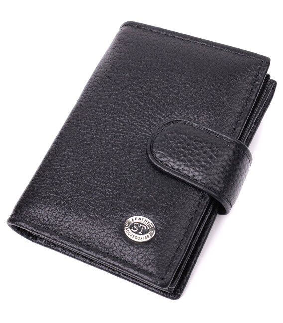 Надійна візитниця з натуральної шкіри ST Leather 22469 Чорний