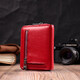 Кожаный женский кошелек на молнии с металлическим логотипом производителя ST Leather 19484 Красный фото