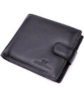 Чоловічий гаманець середнього розміру із натуральної шкіри ST Leather 22444 Чорний
