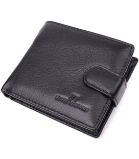 Бумажник для мужчин удобного размера из натуральной кожи ST Leather 22463 Черный фото