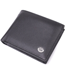 Компактное мужское портмоне из натуральной кожи ST Leather 22486 Черный фото