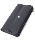 Женское портмоне с блоком для карт из натуральной кожи ST Leather 22698 Черный