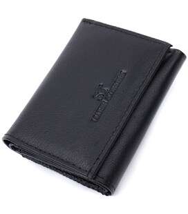 Удобный компактный кошелек с монетницей из натуральной кожи ST Leather 22742 Черный фото