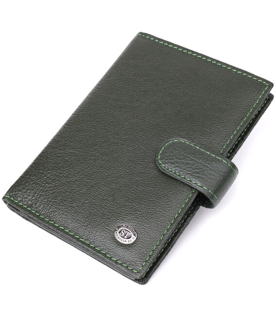 Оригінальна обкладинка на документи унісекс із натуральної шкіри ST Leather 23119 Зелений