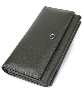 Горизонтальный кошелек с карманом для телефона из натуральной кожи ST Leather 23068 Зеленый фото