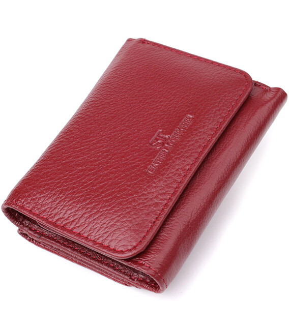 Компактный кошелек удобного формата из натуральной кожи ST Leather 23077 Бордовый фото