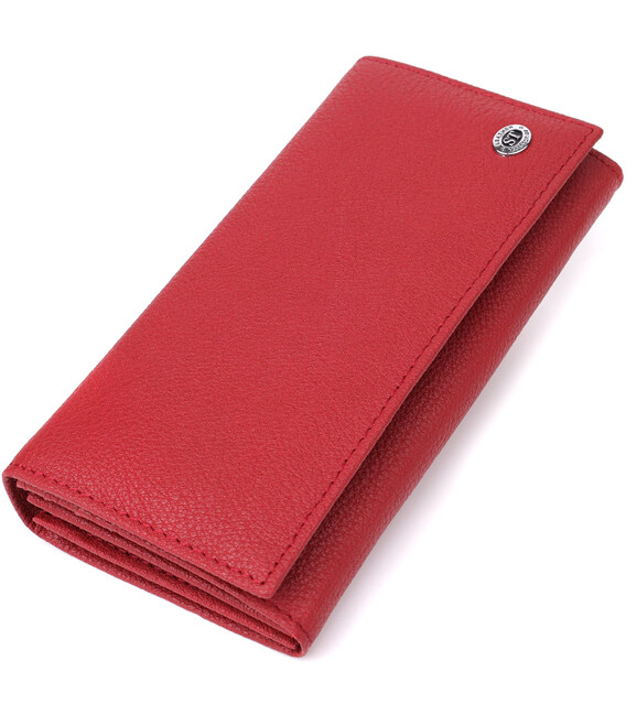 Яркий вертикальный кошелек из натуральной кожи ST Leather 23087 Красный фото