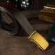 Ремень мужской c латунной угловатой пряжкой Vintage 20276 Коричневый фото