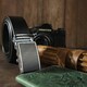 Ремень мужской c матовой черной вставкой на пряжке Vintage 20289 Черный фото