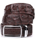 Ремінь-автомат CROCODILE LEATHER 18235 з натуральної шкіри крокодила (каймана) Коричневий