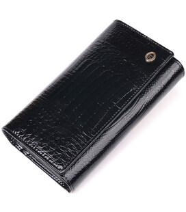Лаковий жіночий гаманець з візитницею ST Leather 19403 Чорний