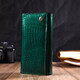 Лакированный женский кошелек с блоком для визиток из натуральной кожи ST Leather 19424 Зеленый фото