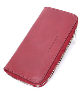 Вместительное портмоне из натуральной кожи GRANDE PELLE 16796 Бордовый фото