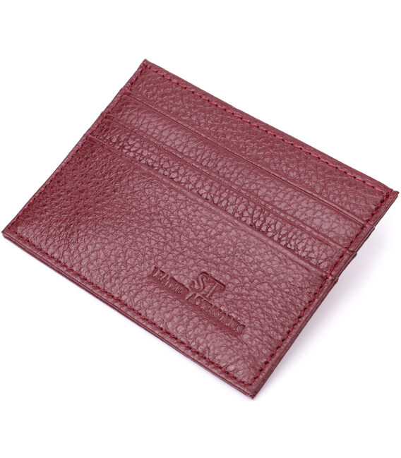 Практичный кард-кейс из натуральной кожи ST Leather 22446 Бордовый фото