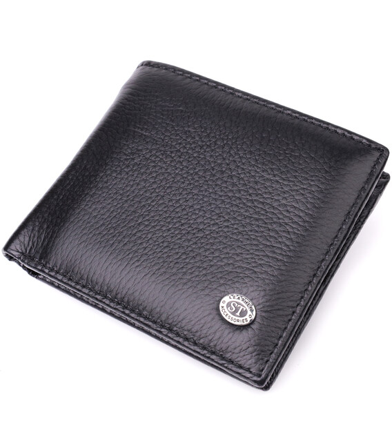 Мужское кожаное портмоне из зажимом ST Leather 22485 Черный фото