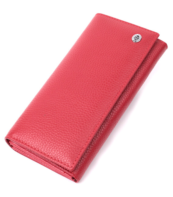 Яркий женский кошелек горизонтального формата из натуральной кожи ST Leather 22514 Красный фото