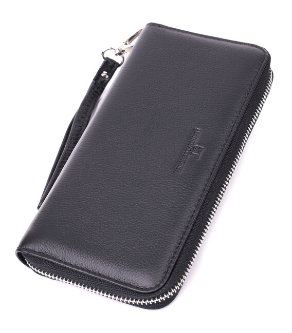 Универсальный кошелек-клатч на одно отделение из натуральной кожи ST Leather 22559 Черный фото