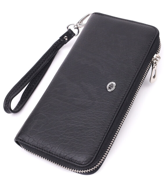 Кошелек-клатч универсальный на одно отделение из натуральной кожи ST Leather 22562 Черный фото