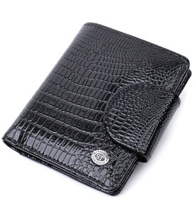 Кошелек для женщин среднего размера из натуральной лакированной кожи ST Leather 22686 Черный фото