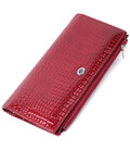 Лакированный яркий кошелек с фактурой под рептилию из натуральной кожи ST Leather 22715 Красный