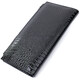 Лакированный тонкий кошелек с фактурой под рептилию из натуральной кожи ST Leather 22716 Черный фото