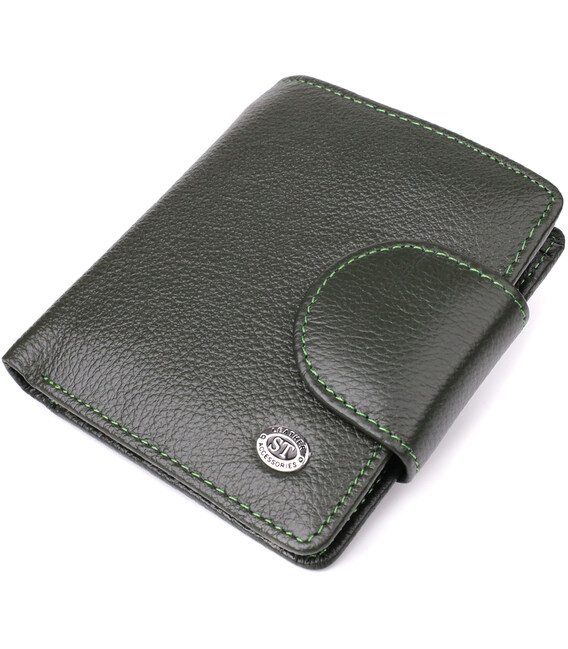 Вертикальний жіночий гаманець з натуральної шкіри ST Leather 23070 Зелений